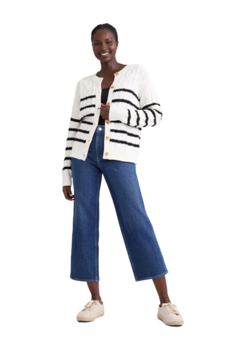 STRIPE CABLEKNIT CARDIGAN