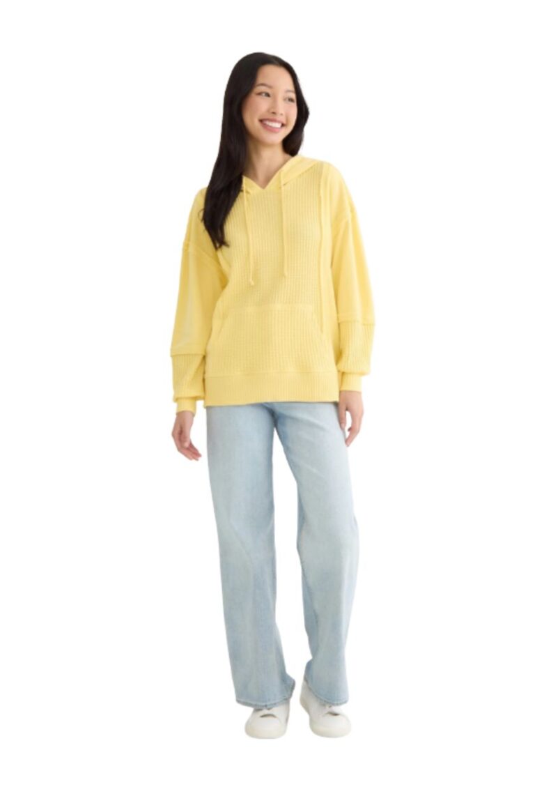 YELLOW MIXED MEDIA HOODIE