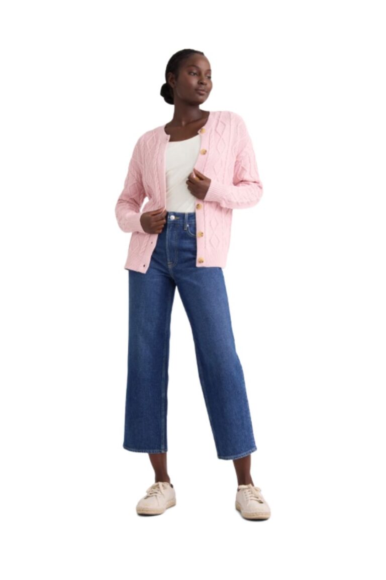 PINK CABLEKNIT CARDIGAN