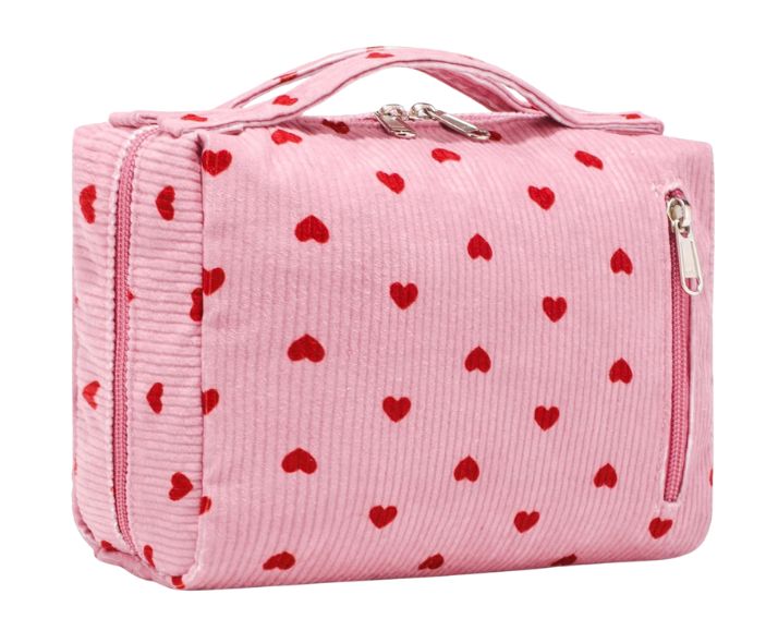 PINK HEART TOILETRY BAG