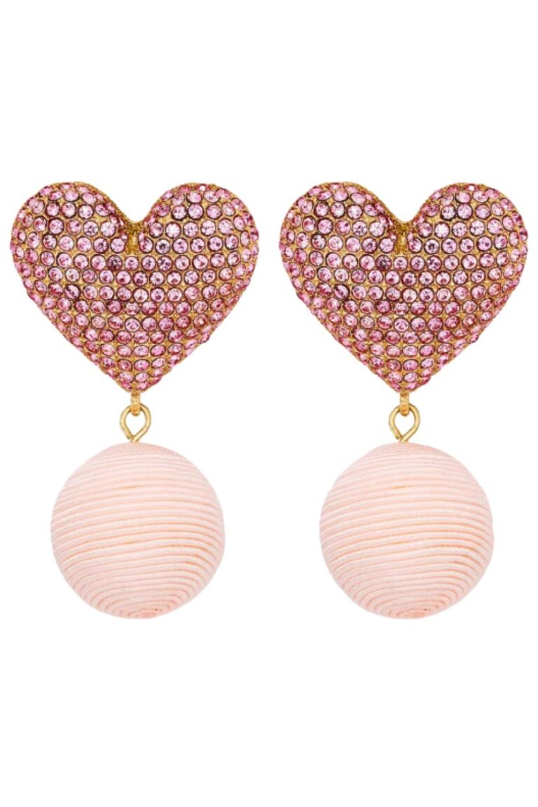 SUGARFIX PINK EMBELLISHED HEART EARRINGS