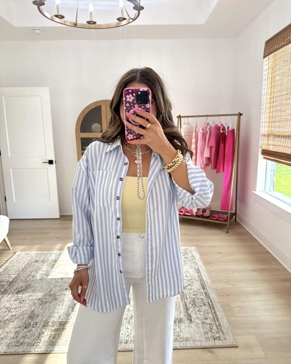 blue stripe button up