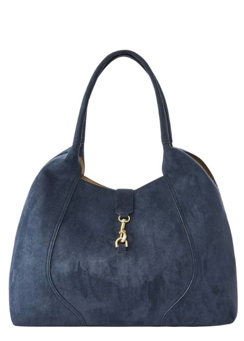 BLUE FAUX SUEDE TOTE