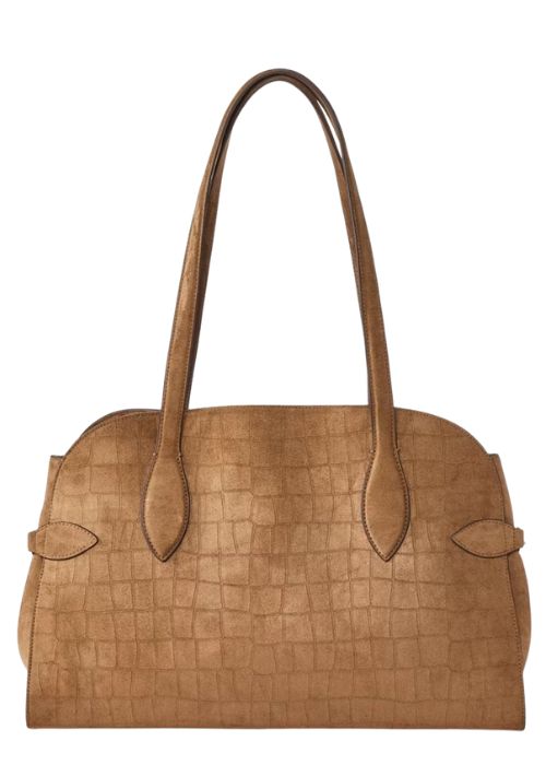 CROC/FAUX SUEDE HANDBAG