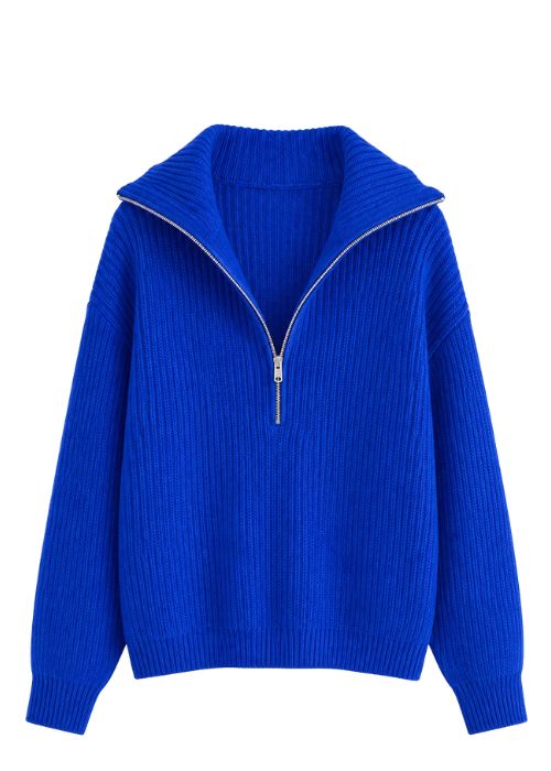 BLUE QUARTER-ZIP SWEATER