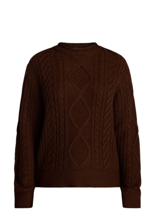 BROWN CABLE KNIT SWEATER