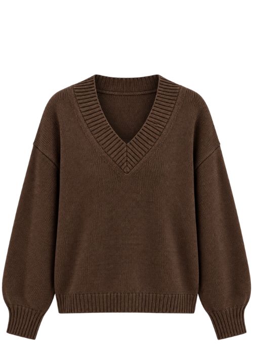 BROWN V-NECK SWEATER